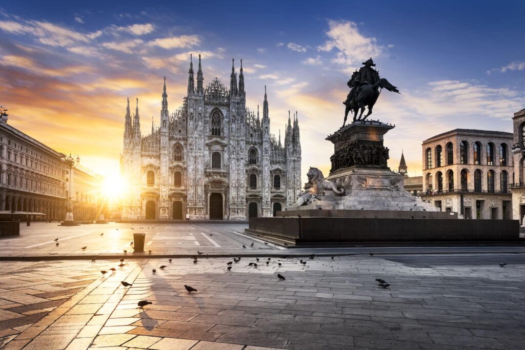 47547123 - duomo at sunrise, milan, europe.